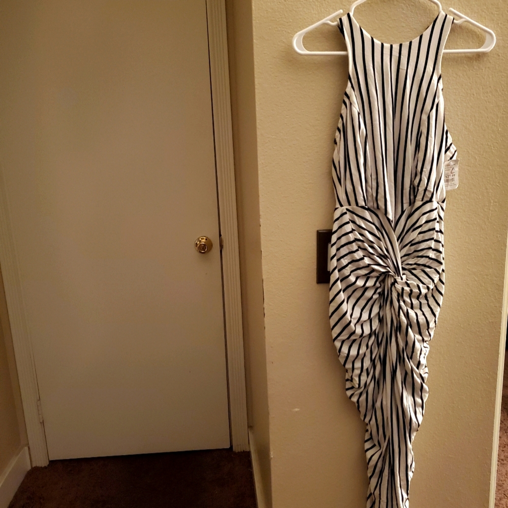 Black and white striped dress